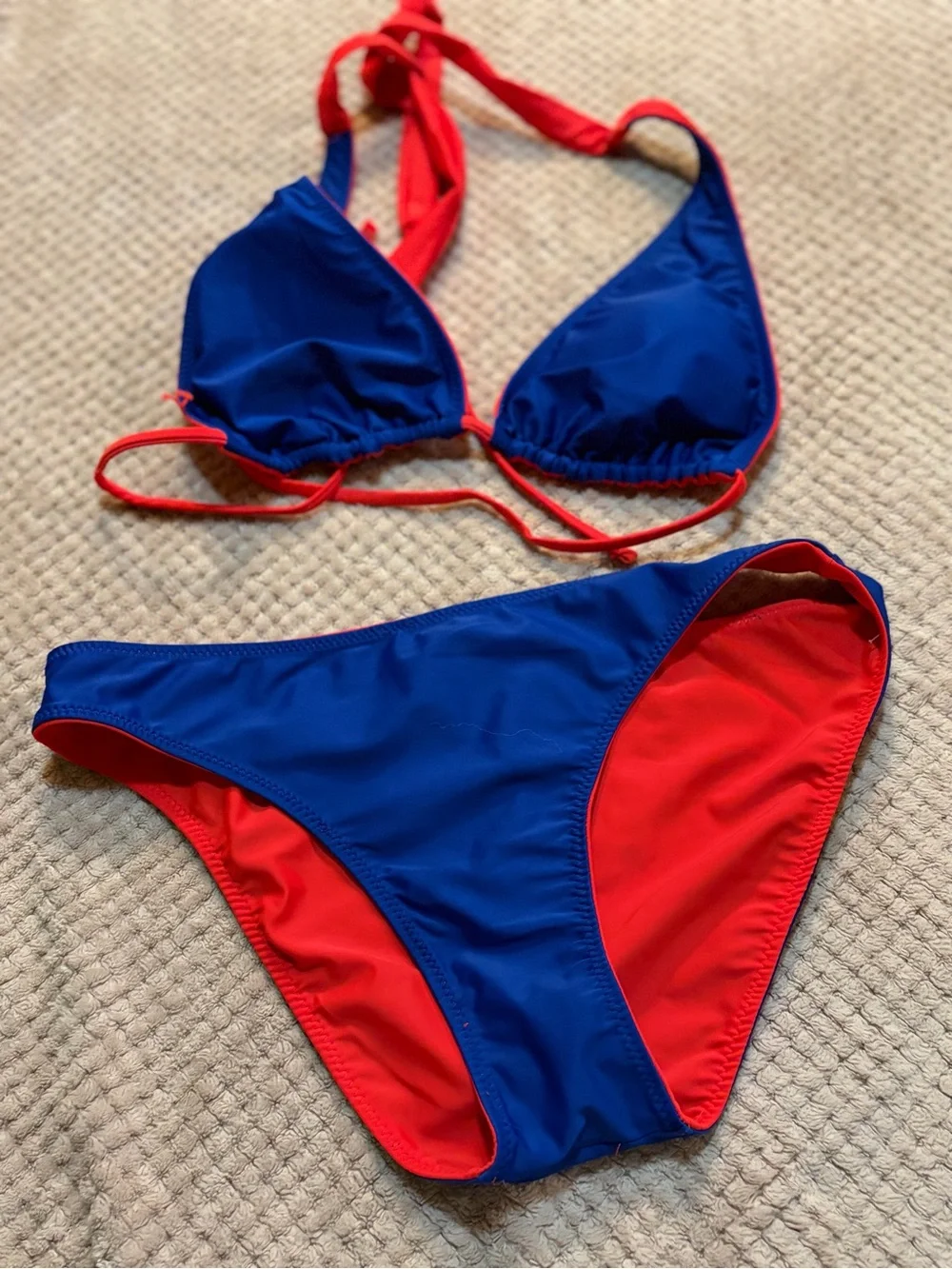 Polo by Ralph Lauren Red and Blue Girls Two-Piece Swim Set